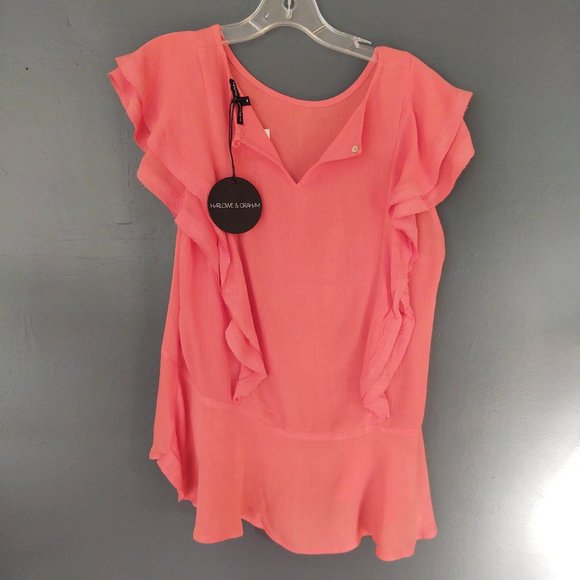 Ruffle detail w/peplum hem cap sleeve blouse - Picture 16 of 16